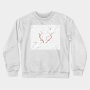 Rose gold antlers - soft white marble Crewneck Sweatshirt